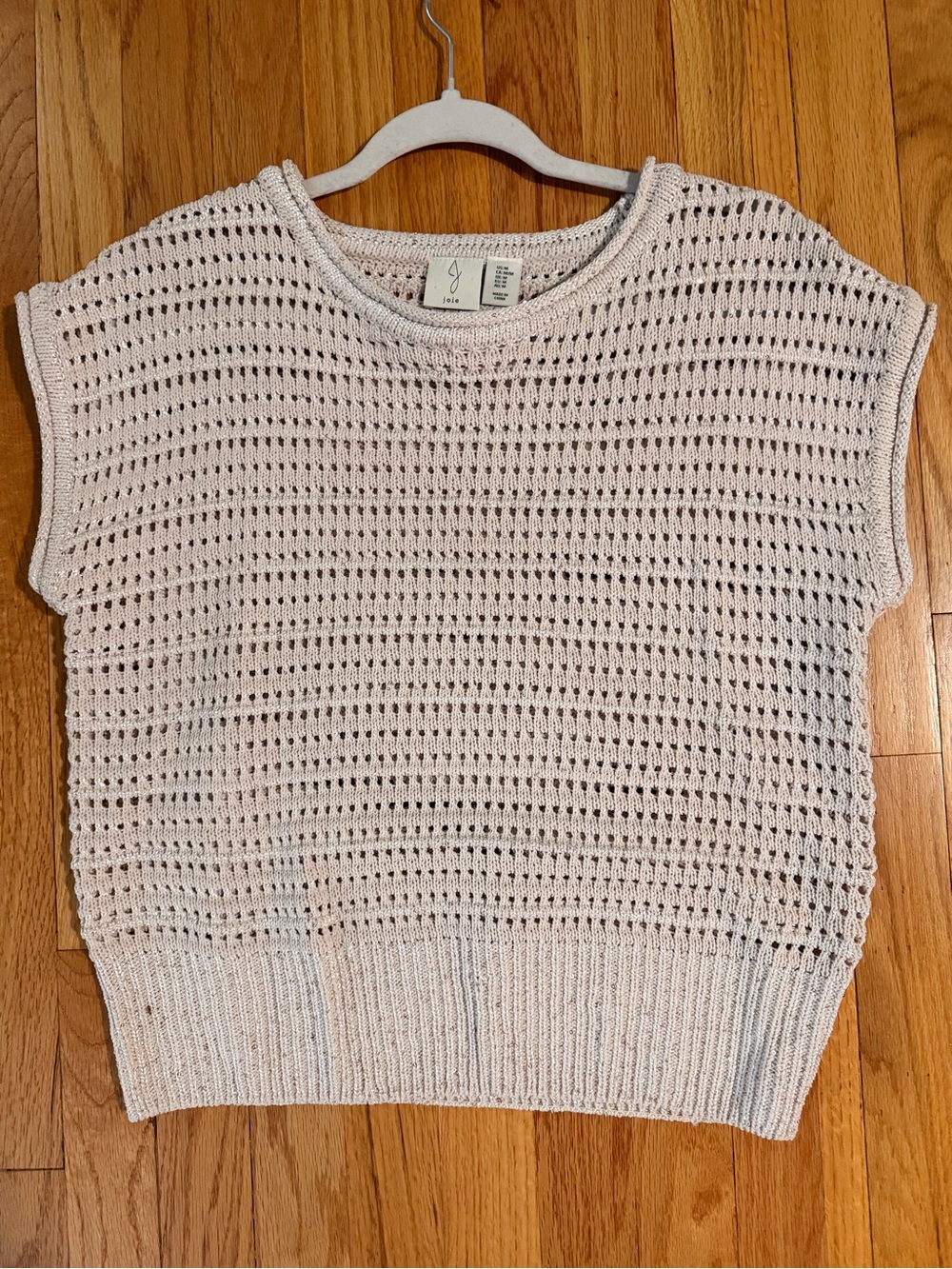 Knit Open-Stitch Crop Top - Light Beige